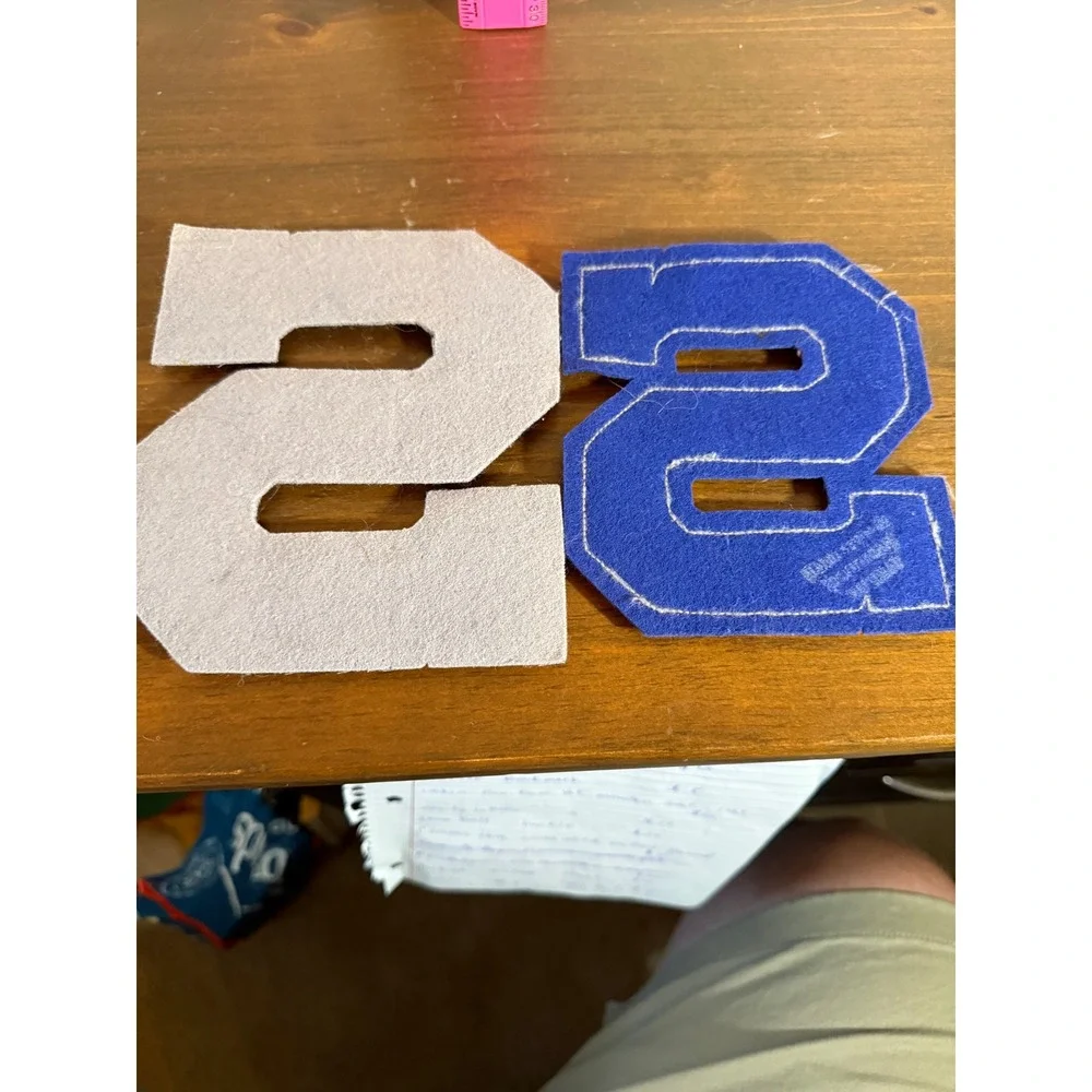 Vintage Chenille Varsity Letter S Band Patches Royal Blue Grey Lot of 2 6 Inch